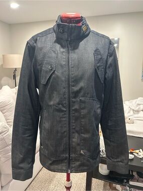 G-Star Raw Men's Black Denim Zip-Up Jacket
